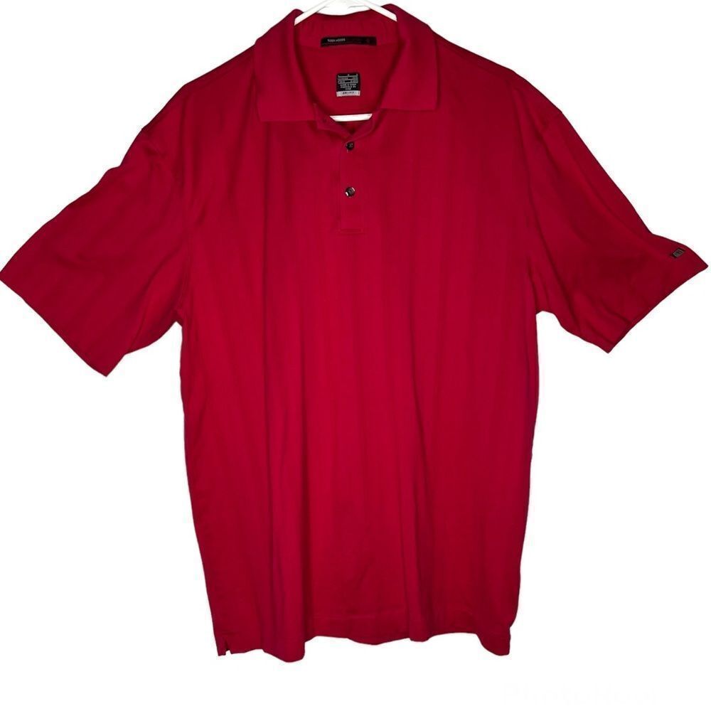 Tiger Woods Collection Red Dri-Fit Short Sleeve Men's Golf  Polo Shirt Sz Large